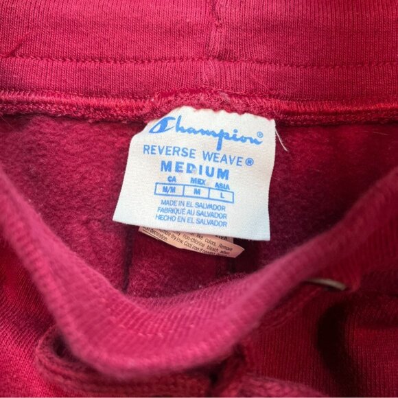 Champion Reverse Weave Jogger Sweatpants Unisex Medium Red Drawstring Fleece - Picture 3 of 10
